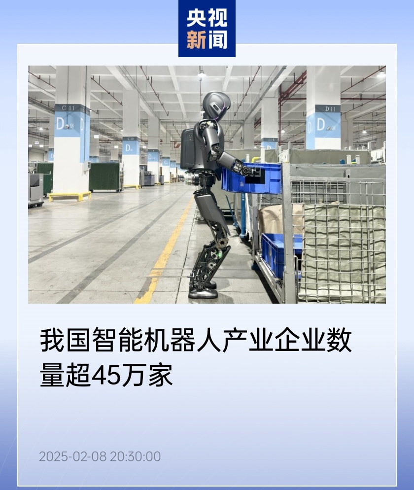 線上賭場：我國 2024 年智能機器人産業企業數量超 45.17 萬家，較 2023 年底增長 19.39%